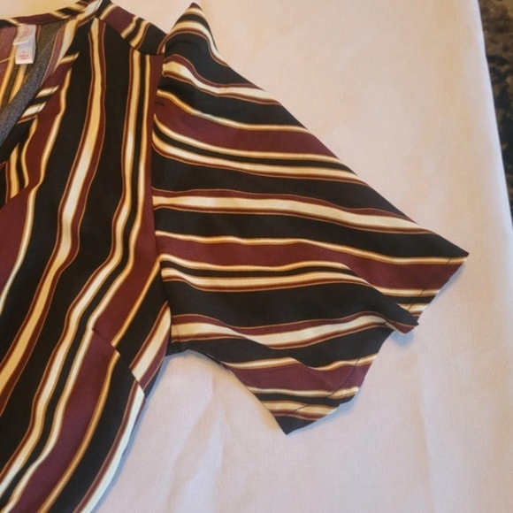 Xhilaration White/Black/Maroon Striped Wide Leg Jumpsuit - Picture 4 of 12